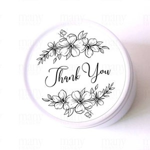 Thank You Stickers, Black White Floral Sketch Script Circles for 1.5&quot; + 2&quot; Round Business Labels, Envelope Seals, Favors, Printable Cricut