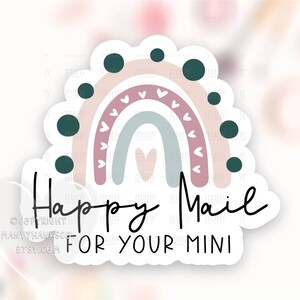 Happy Mail voor uw Mini Sticker PNG, Boho Rainbow Dank u labels, Small Business Shop Pakket Seals, Cricut Avery Print Cut Download SVG