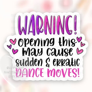 Waarschuwing Inhoud Veroorzaken Plotselinge Dans Bewegingen Sticker PNG, Kleine Bedrijven Happy Mail Labels, Grappige Winkel Pakket Zeehonden, Cricut Avery Print Cut