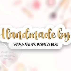 Autocollant personnalisé DE BRICOLAGE PNG, fait à la main par feuille d’or Étiquette de petite entreprise, Ajouter votre nom de site Web Shop Package Seal, Cricut Avery Télécharger SVG