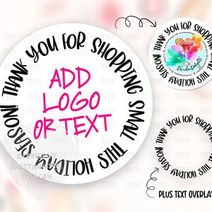 Dodaj naklejkę z logo PNG, spersonalizowane okrągłe podziękowania za zakupy w małych sklepach w tym sezonie świątecznym, etykiety na paczki Happy Mail, Cricut Avery SVG
