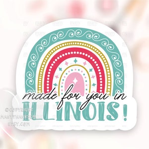 Van Illinois Sticker PNG, Small Business Happy Mail Labels, Cute Boho Rainbow Thank You Package Seals, Cricut Avery Print Cut Download SVG
