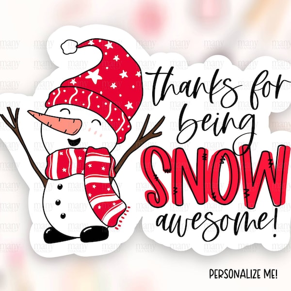 Thanks for Being Awesome Sticker Download PNG, Funny Winter Snowman Pun Shop Labels, Cute Holiday Package Tags, Print Cut Card Template SVG