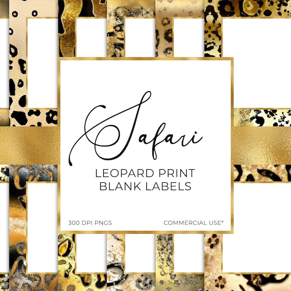 Blanko Etiketten, Safari Leopard Print Danke Sticker Vorlage, Schwarz Gold Dschungel Tier Kerzen Etiketten, Geschenkbox Karte, Produktanhänger Download