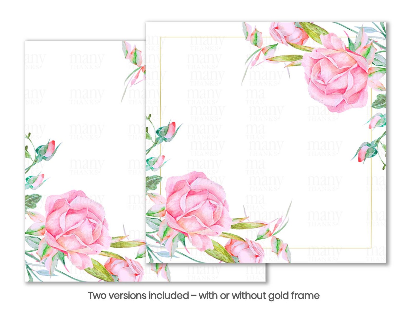 Bright Pink Roses Floral Border Circle + Square PNG, With + Without ...