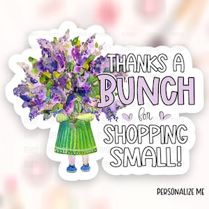 Merci d’avoir acheté petit jeu de mots autocollant Télécharger PNG, Floral Small Business Happy Mail Étiquettes, Merci Shop Package Seal, Print Cut Template