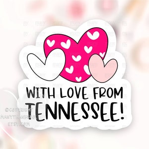 Van Tennessee Sticker PNG, Small Business Happy Mail Label, Roze harten met liefde Dank u pakket Seal, Cricut Avery Print Cut Download