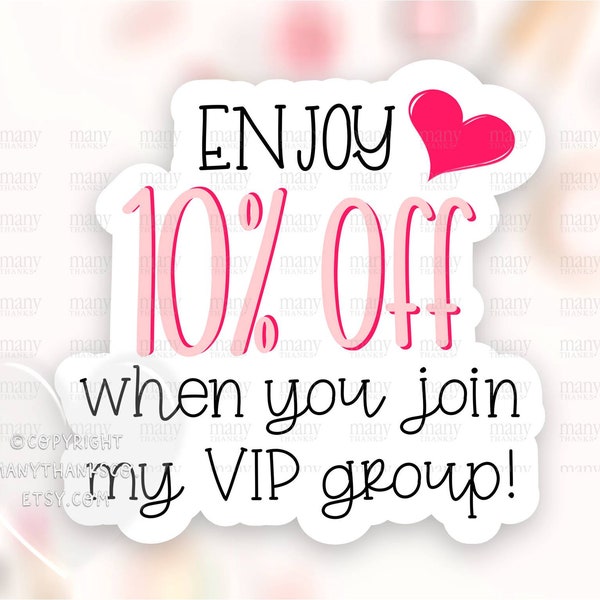 Join My VIP Group Sticker PNG, Discount Code Small Business Happy Mail Labels, Pink Thank You Shop Package Seals, Download Cricut Avery SVG