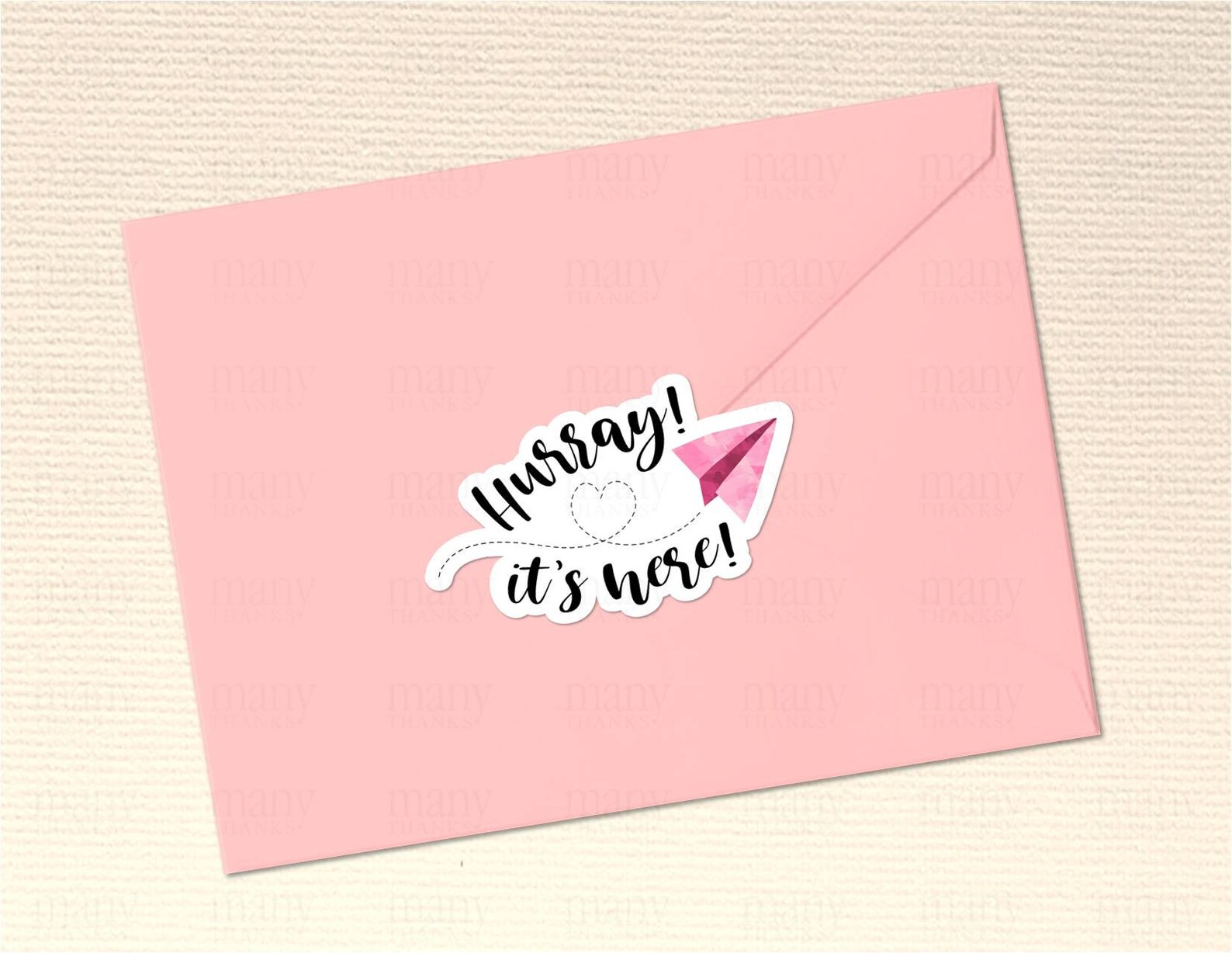 Hurray! It's Here Sticker PNG, Pink Paper Airplane for Small Business ...