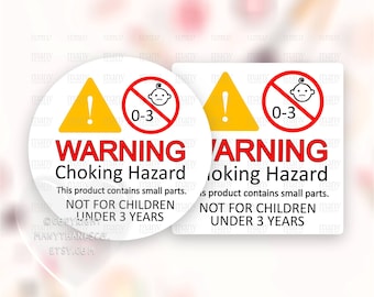 0-3 Choking Hazard Printable Sticker PNG, Warning Not for Children Under 3 Business Label, Small Parts  Print Cut Download for Cricut Avery