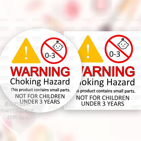 Choking Hazard Sticker PNG, Not for Children Under 3 Small Business Warning Label, Small Parts Seals, Cricut Avery Print Cut Download SVG