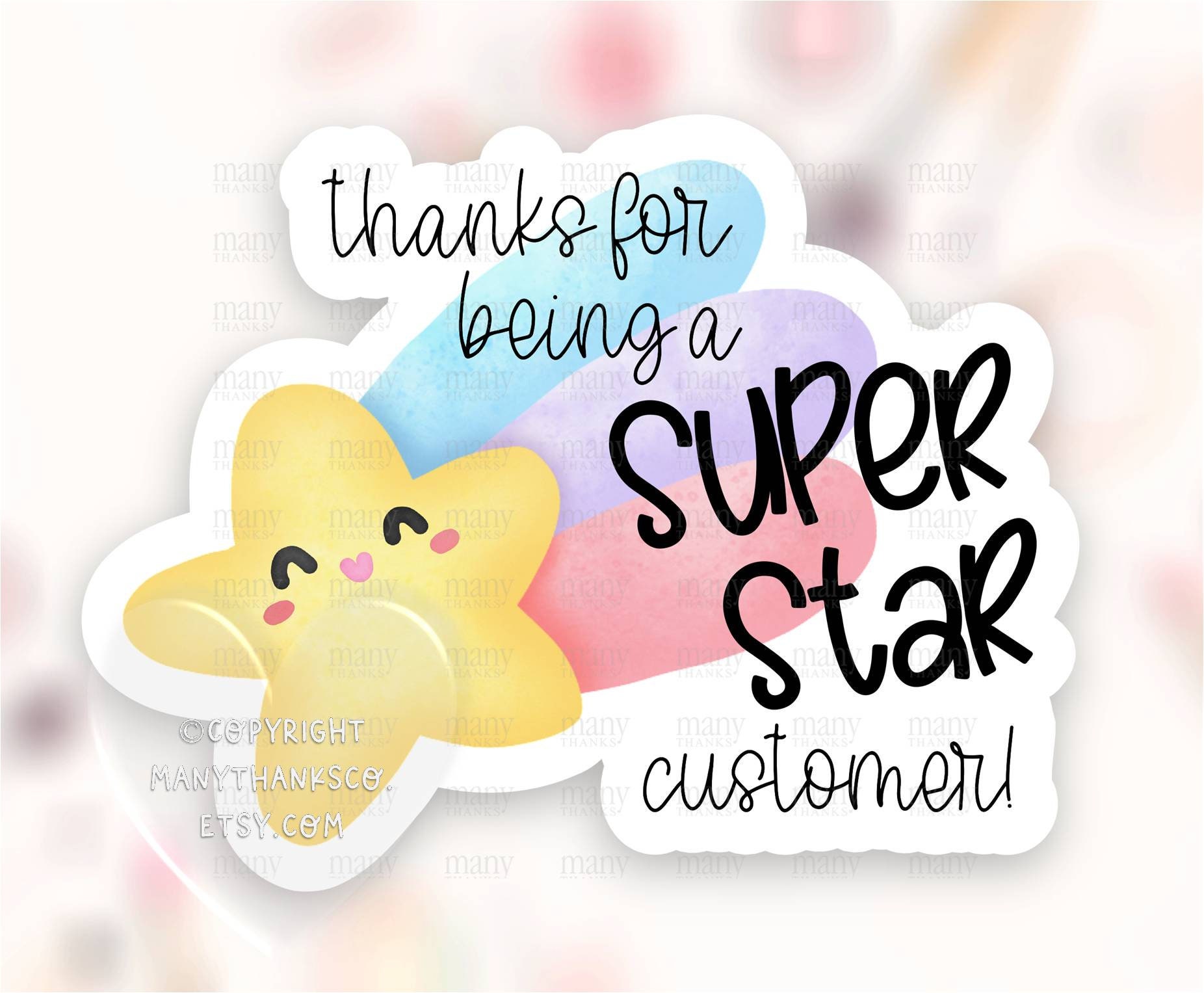 Thanks for Being a Superstar Customer Sticker PNG Star Small | Etsy