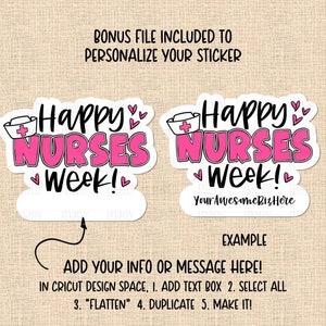 Happy Nurses Week Sticker Download PNG, Cute Hat Small Business Happy ...