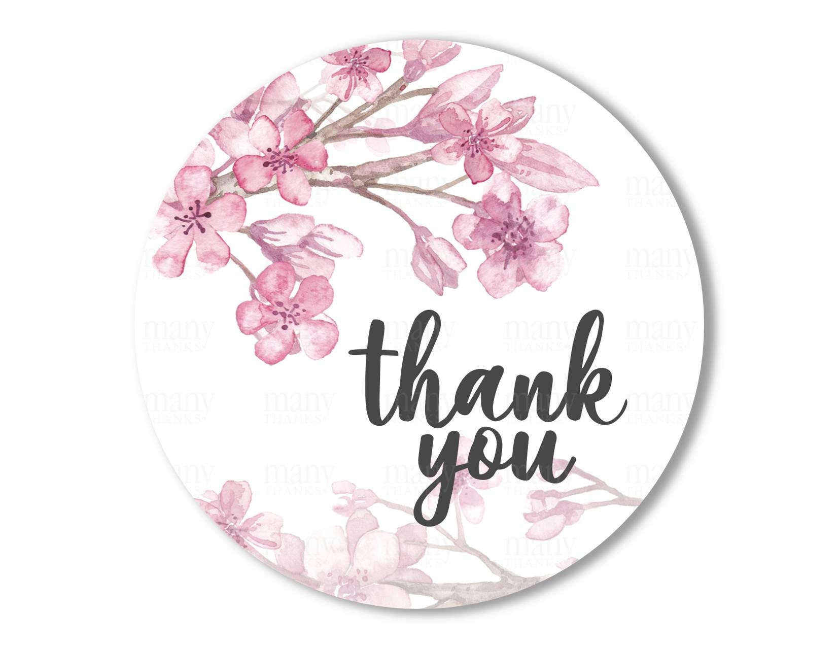 Thank You Sticker PNG, Watercolor Cherry Blossom Branch Circle for DIY  Round Business Labels, Favor Gift Tags, Toppers, Sakura Cricut Avery 