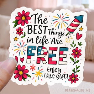 Leuke gratis cadeau sticker voor kleine bedrijven, png, grappige Amerikaanse 4 juli-winkelverpakking Independence Day Print Cut Marketing afdrukbare sjabloon