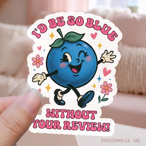 Hinterlassen Sie eine Bewertung: Small Business Sticker PNG, Retro Blueberry Pun Shop Verpackung, lustige Obst Snap Freigabe Print Cut Marketing druckbare Vorlage