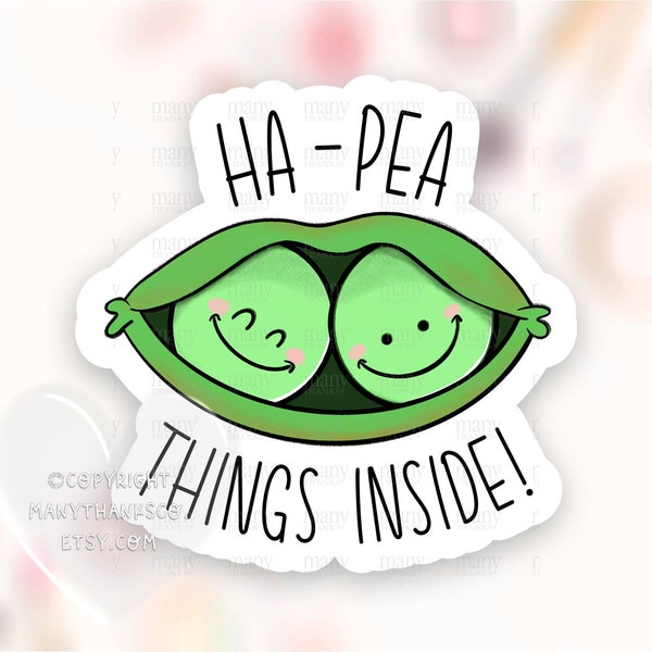 Happy Things Inside Sticker PNG, Small Business Package Labels, Cute Green Spring Peas Pun Shop Seals, Cricut Avery Print Cut Download SVG