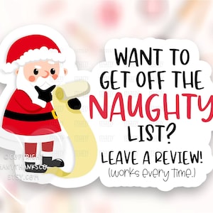 Leave Review Sticker PNG, Santa List Small Business Happy Mail Etiketten, Lustige Weihnachten Thank You Paket Siegel, Download Cricut Avery SVG