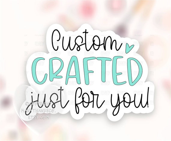 Custom Crafted For You Sticker PNG, Cute Boho Small Business Happy Mail Label, Teal Handmade Package Envelope Seals, Cricut Print Cut SVG