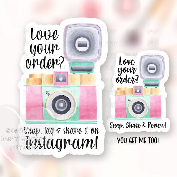 Snap Share Review Stickers, Love Your Order Retro Camera, Small Business Package Labels, Cute Shop Envelope Seals, Télécharger Cricut Avery PNG