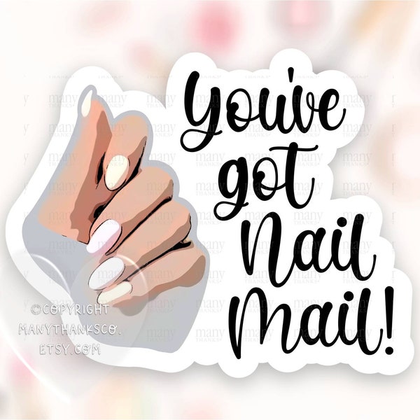 You've Got Nail Mail Sticker PNG, Boho Hand Art Small Business Package Labels, Cute Shop Shipping Supplies, Cricut Silhouette Print Cut SVG