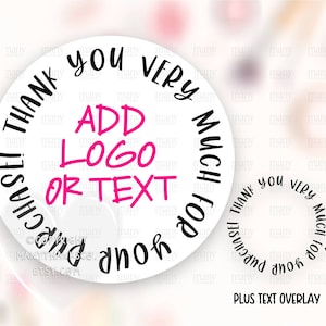 Voeg uw logo sticker PNG, gepersonaliseerde ronde dank u voor aankoop kleine zakelijke labels, Happy Mail Package Seals, Cricut Avery Download