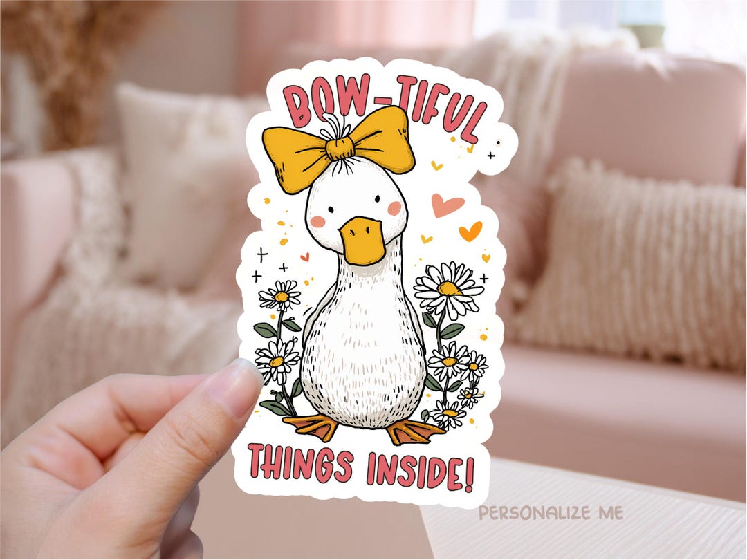 Beautiful Things Inside Printable Sticker PNG, Funny Doodle Cute Duck ...