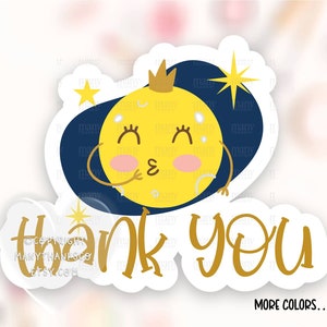 Dank u sticker PNG, Boho Moon Stars Kleine bedrijven dank u label, schattige baby douche pakket zeehonden, Cricut silhouet Avery print gesneden SVG