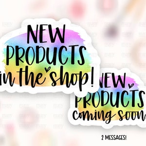 New Products Are Here Coming Sticker Download, Cute Small Business Happy Mail Labels, Rainbow Shop Package Decal, Cricut Template PNG SVG