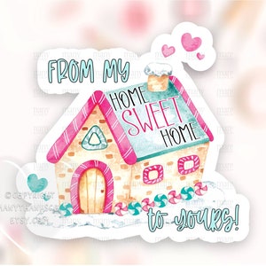 Naklejka From My Home to Yours PNG, Etykieta poczty dla małych firm z piernika, Pieczęć na pakiet z kalamburem świątecznym, Cricut Avery Print Cut SVG