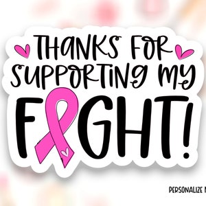 Gracias por apoyar My Fight Sticker Descargar PNG, Etiquetas de pequeñas empresas de cáncer de mama, Calcomanías de paquete de cinta rosa, Plantilla de corte de impresión