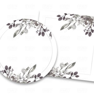 Blank Labels Circle - Square, Noir - Blanc Bouquets Cadre pour les autocollants merci, étiquettes de cadeaux, étiquettes d’affaires et d’adresse, Avery Cricut