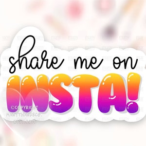 Share On Instagram Sticker PNG, Social Media Small Business Happy Mail Label, Süßes Shop Paket Robben, Cricut Silhouette Avery Print Cut SVG