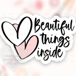 Schöne Dinge Innen Sticker PNG, Hübsche Small Business Happy Mail Etiketten, Süße Herzen Shop Paket Robben, Cricut Avery Print Cut SVG