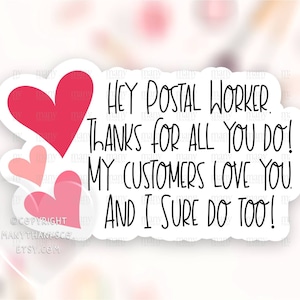 Thanks Postal Worker Sticker PNG, Herzen USPS Business Happy Mail Etiketten, Süße Valentine Thank You Paket Siegel, Cricut Avery Download SVG