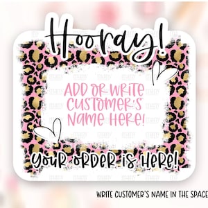 Pickup Delivery Sticker Télécharger le modèle PNG, Pink Leopard Print Hearts Small Business Shop Mailing Labels, Mignon Merci Paquet Décalcomanies