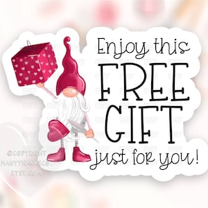 Gratis cadeau sticker PNG, leuke Gnome kleine bedrijf dank u labels, roze happy mail shop pakket seal, Cricut Avery print cut download SVG