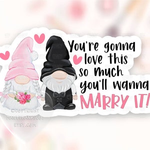 Love Gnomes Sticker PNG, Wedding Pun Small Business Happy Mail Labels, Cute Marry It Thank You Shop Package Seals, Cricut Print Cut Descargar