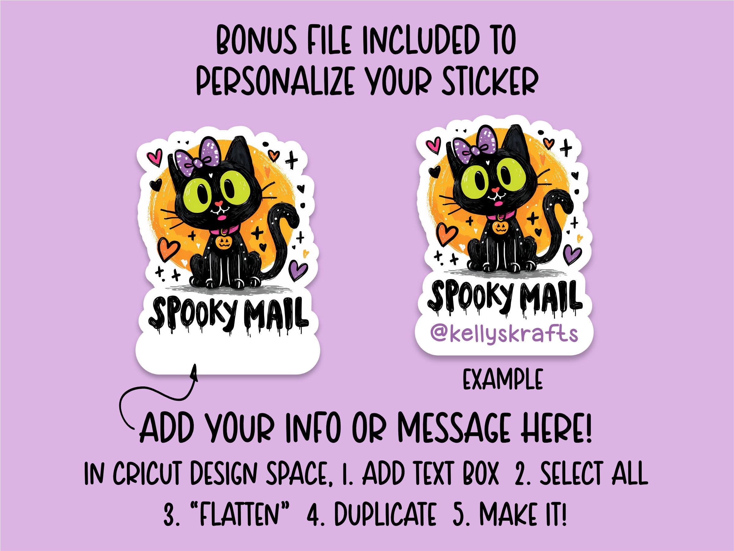 Cute Black Cat Spooky Mail Printable Sticker PNG, Whimsical Halloween ...
