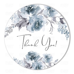 Dank u PNG Circle, antieke blauwe bloemen, ronde kleine zakelijke cadeau tags, bruiloft envelop stickers, Avery pakket label, cricut print cut
