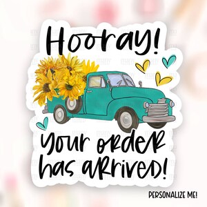Your Order Has Arrived Sticker Download PNG, Teal Pickup Truck ...