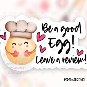 Leave a Review Sticker PNG Download, Be A Good Egg Pun Small Business Labels, Cute Shop Happy Mail Package Decals, Cricut Avery Template SVG