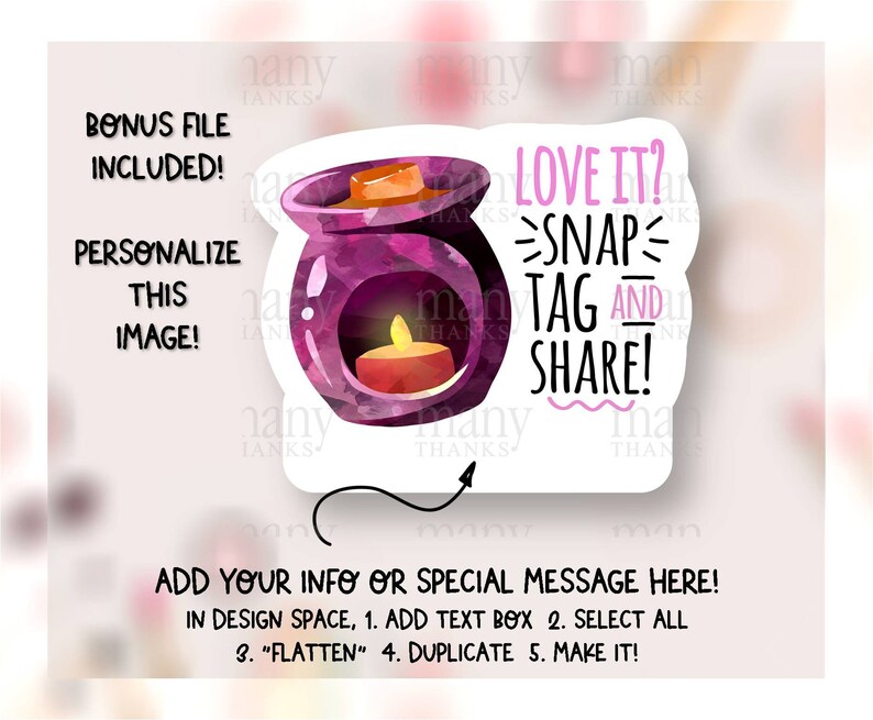 Snap Tag Share Sticker PNG Scented Wax Melt Business Label Etsy