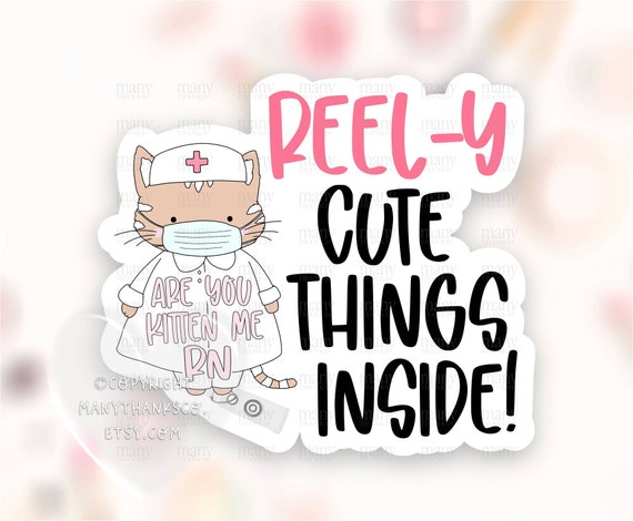 Cute Things Inside Sticker PNG, Badge Reel Small Business Happy Mail  Labels, Cute Nurse Pun Shop Package Seals, Cricut Silhouette Print Cut -   Canada