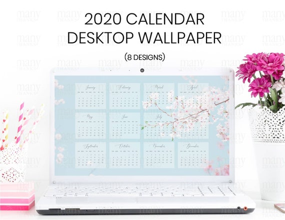 Desktop Wallpaper 2020 Calendar Sakura Cherry Blossoms Etsy
