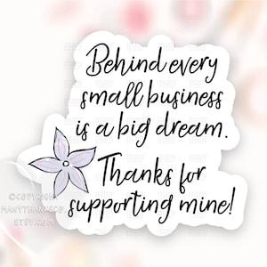 すべての中小企業の背後には大きな夢があるステッカー PNG、花柄のサンキューラベル、かわいいショップのハッピーメールパッケージシール、Cricut Avery プリントカット SVG