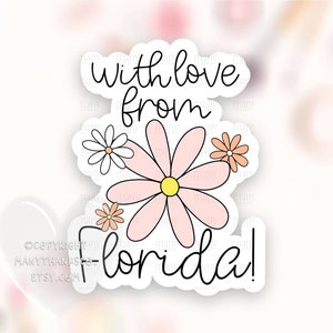 フロリダのステッカーPNG、ボヘミアンピンクの花の中小企業向けハッピーメールラベル、愛を込めてありがとうパッケージシール、クリカットシルエットプリントカット