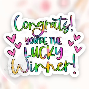 Congrats Winner Sticker PNG, Tie Dye Small Business Happy Mail Labels, Cute Shop Thank You Package Seals, Cricut Silhouette Print Cut SVG