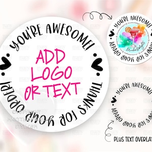 Adicione seu logotipo adesivo PNG, DIY personalizado Obrigado pelo seu pedido Etiqueta para pequenas empresas, Selos de pacote de correio feliz, Impressão cortada Cricut Avery