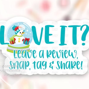 Love It Leave Review Sticker PNG, Snow Globe Small Business Labels, Cute Winter Snowman Holiday Package Seals, Pobierz Cricut Avery SVG